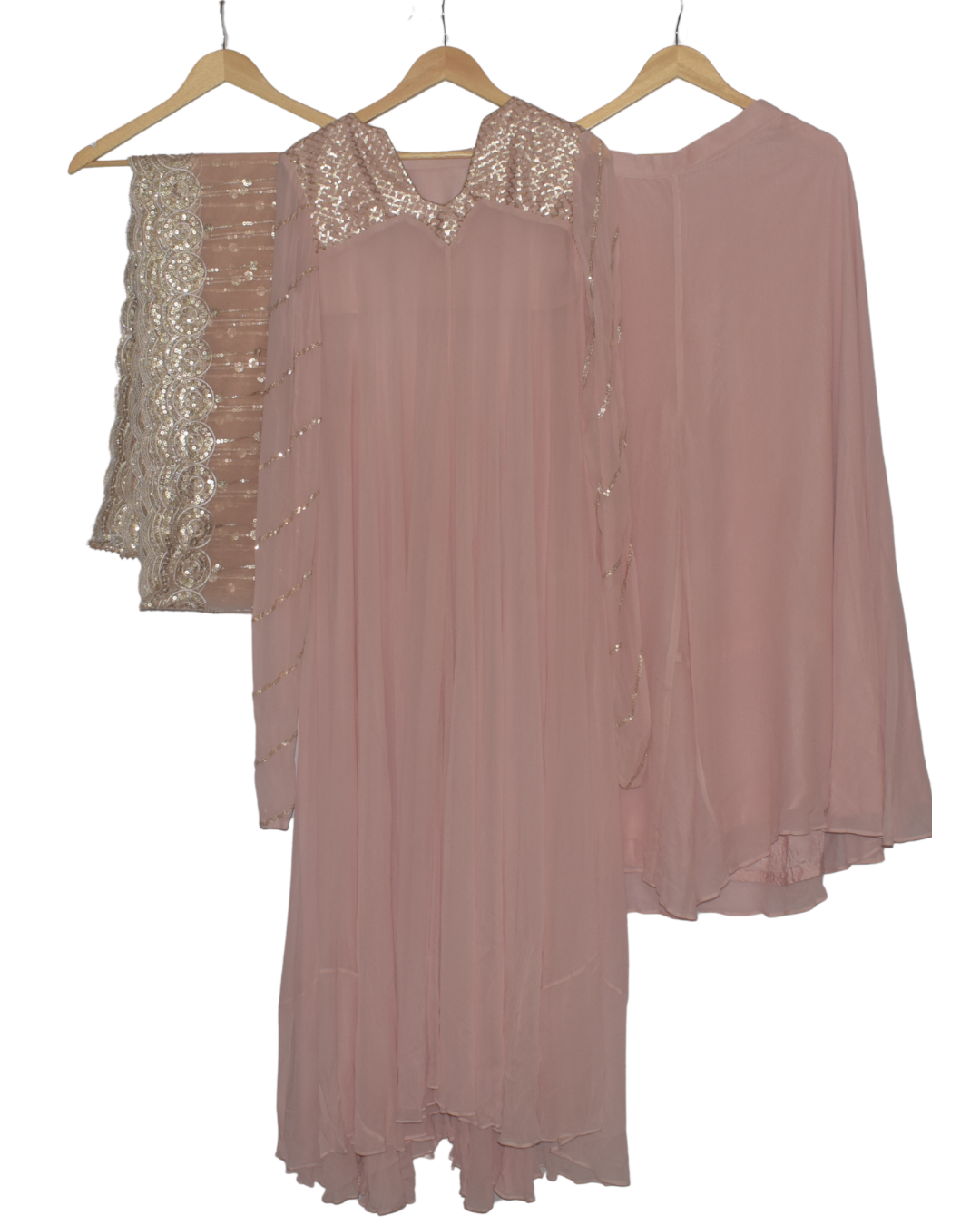 Blush Pink and Gold Sequin Kurta Palazzo Set