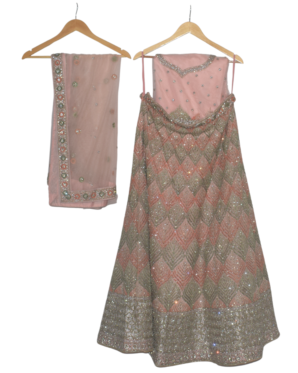 Blush Pink & Diamond Work Lehenga