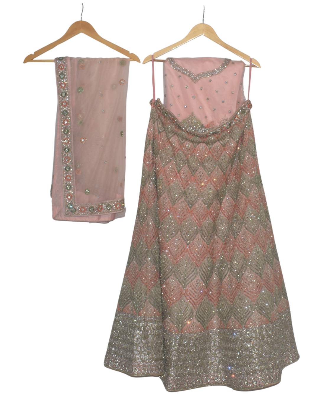 Blush Pink & Diamond Work Lehenga