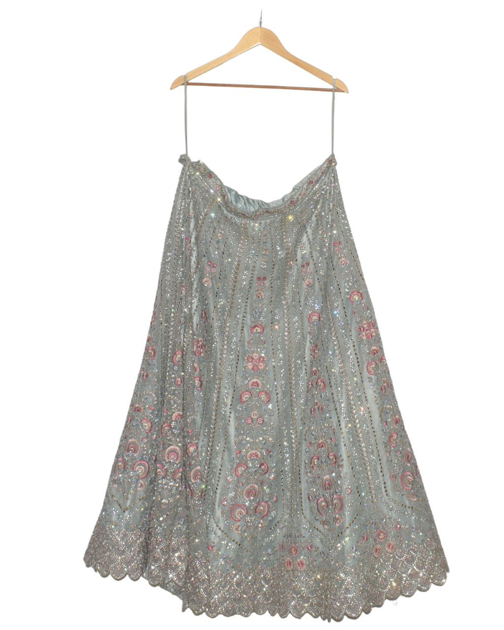 Dusty Blue & Pink Floral Bridal Lehenga