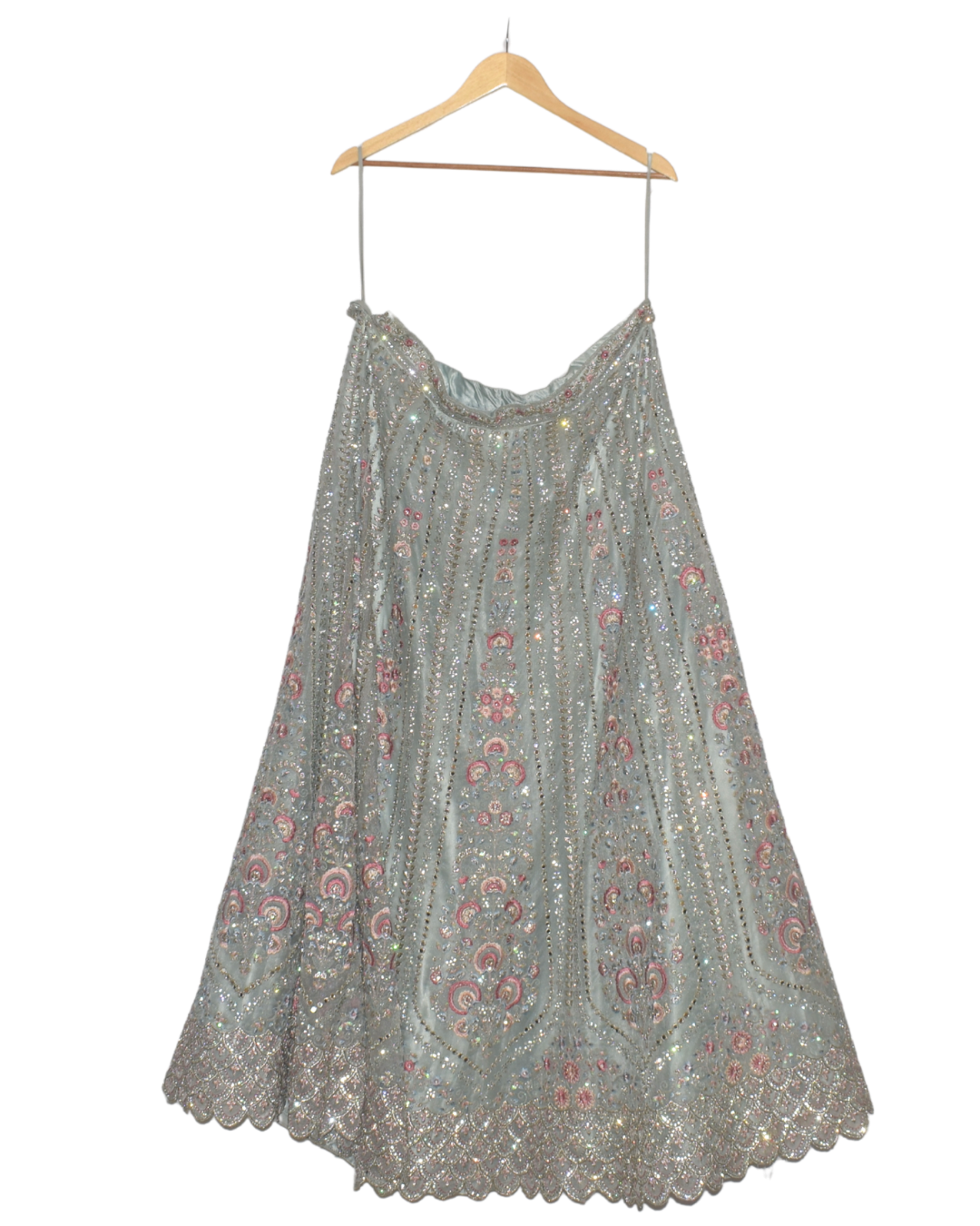 Dusty Blue & Pink Floral Bridal Lehenga