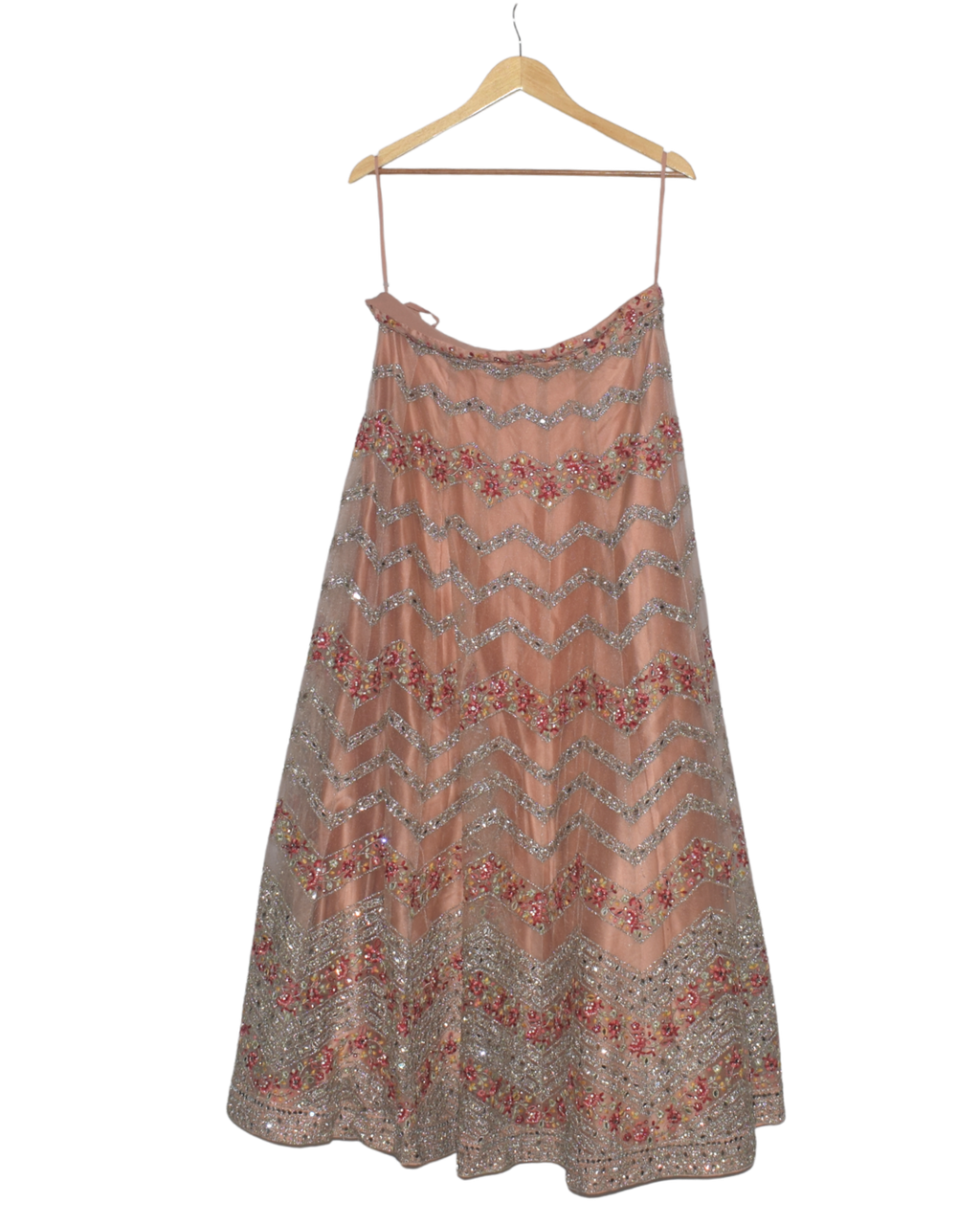Blush Peach Chevron Sequin Lehenga