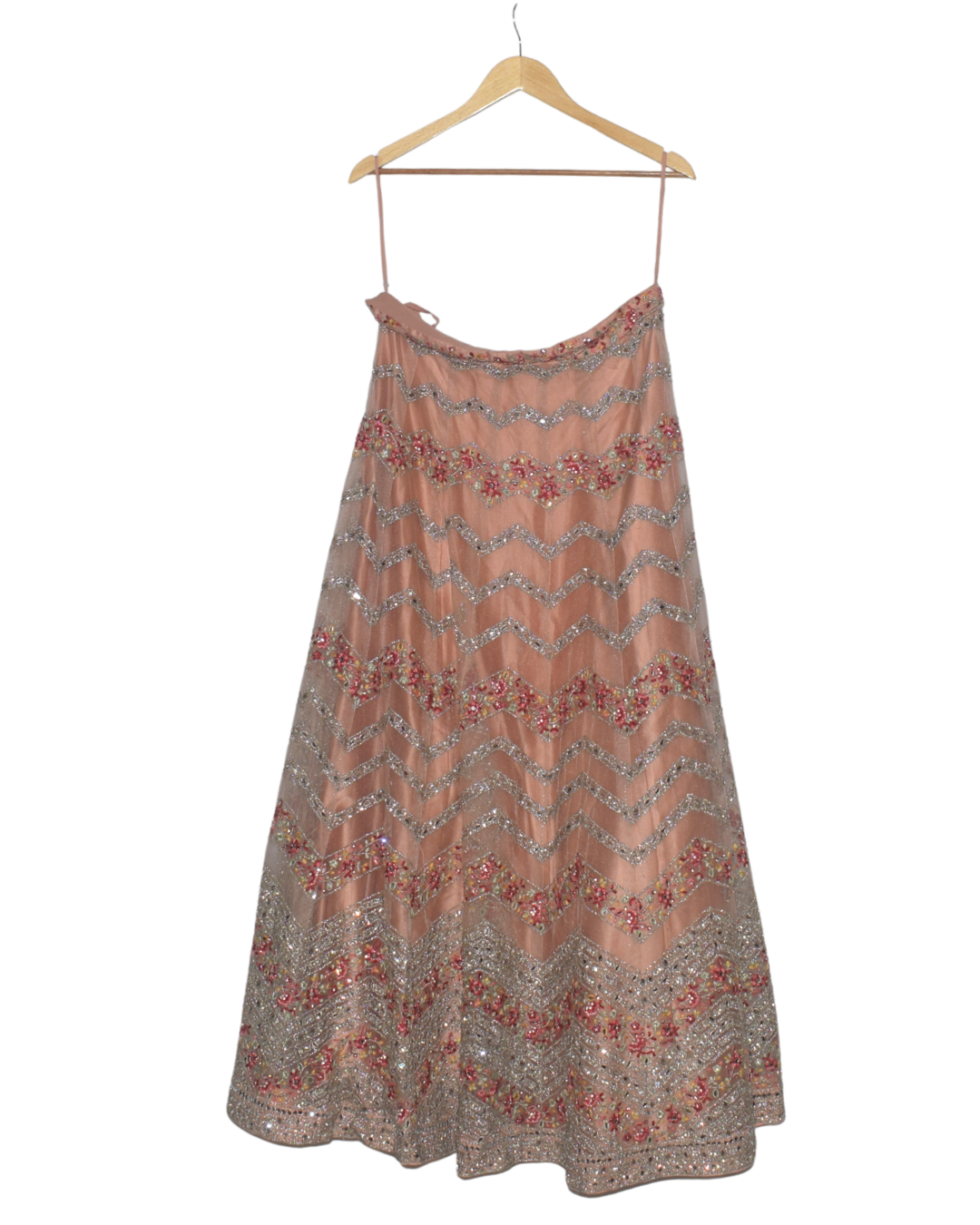 Blush Peach Chevron Sequin Lehenga