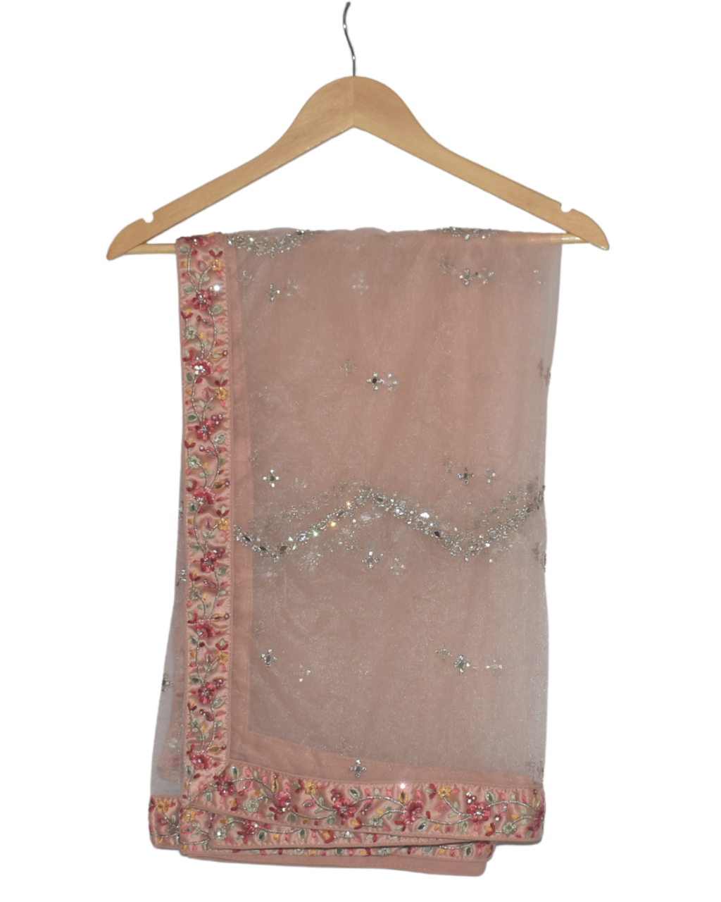 Blush Peach Chevron Sequin Lehenga