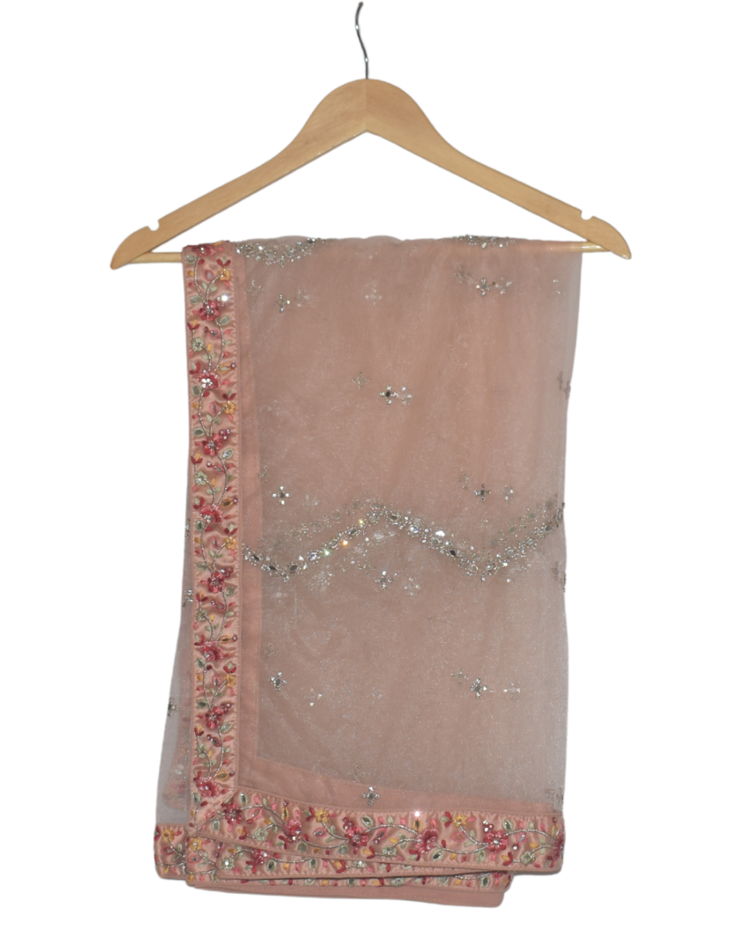 Blush Peach Chevron Sequin Lehenga