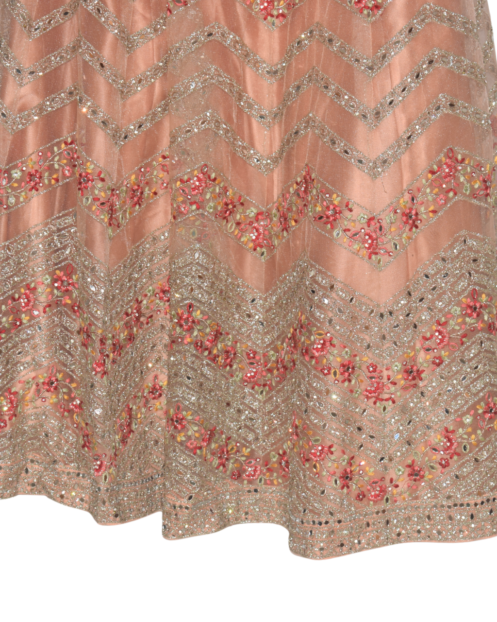 Blush Peach Chevron Sequin Lehenga