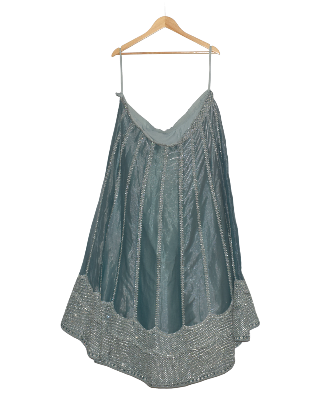 Deep Teal Silver Work Evening Lehenga