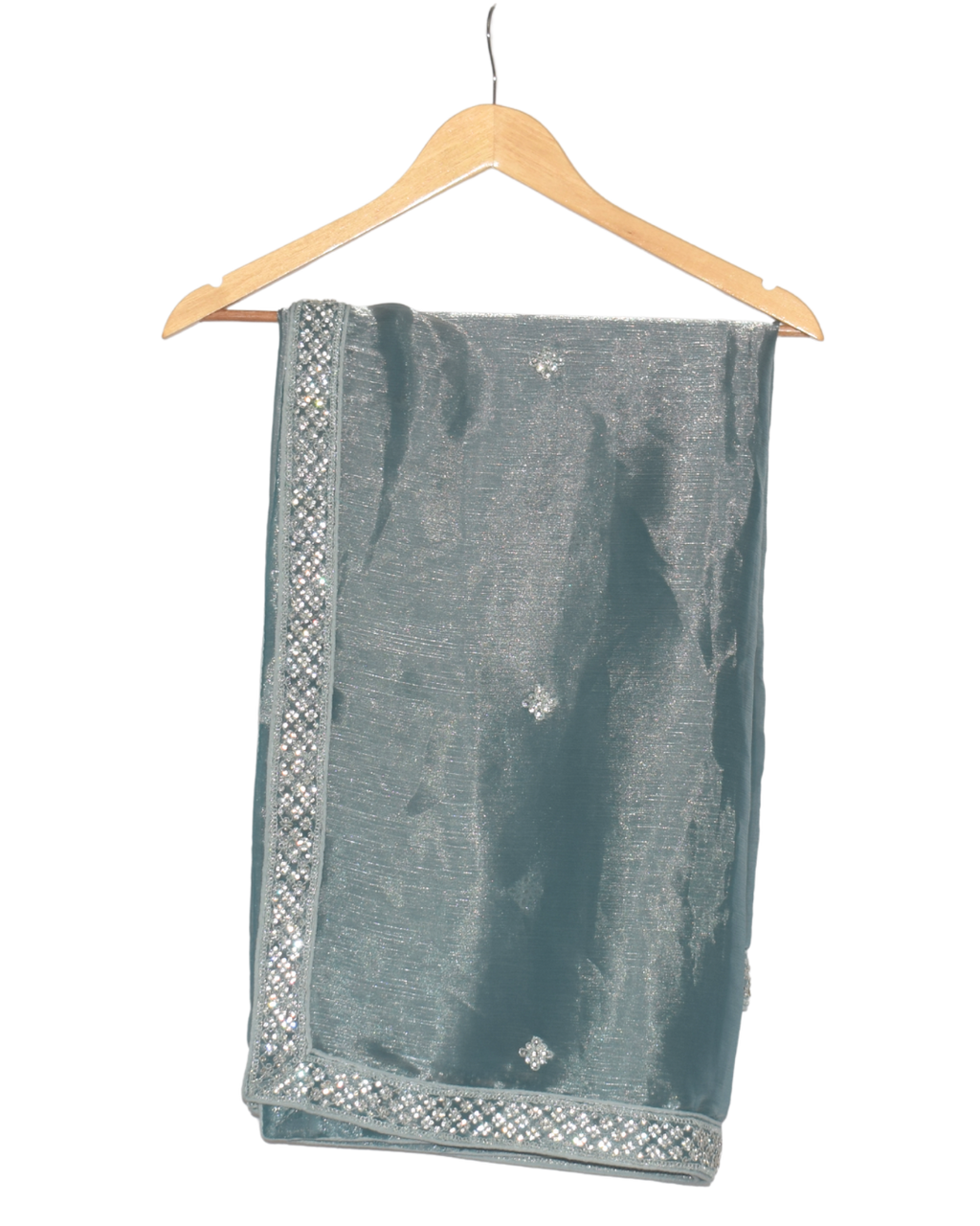 Deep Teal Silver Work Evening Lehenga