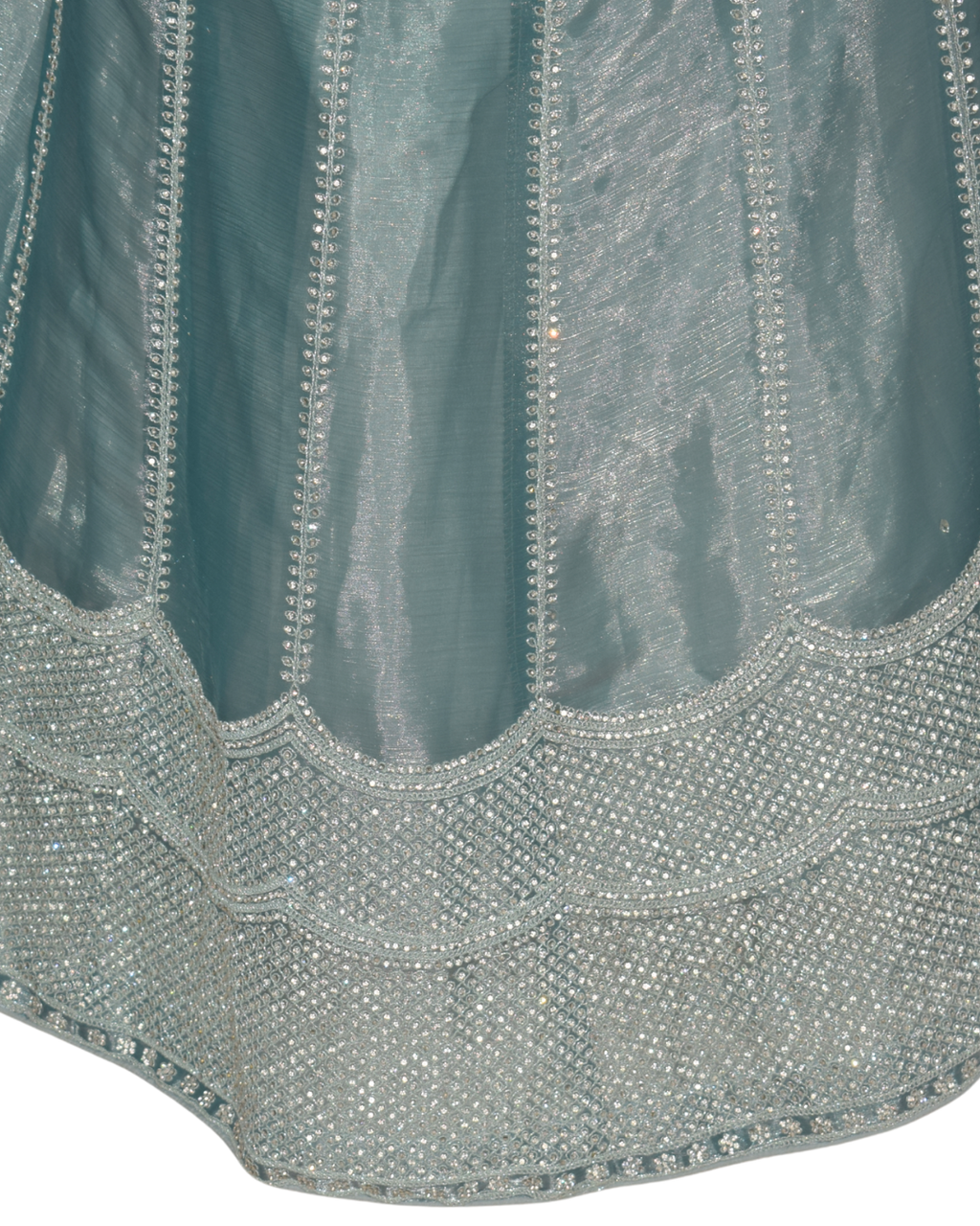 Deep Teal Silver Work Evening Lehenga