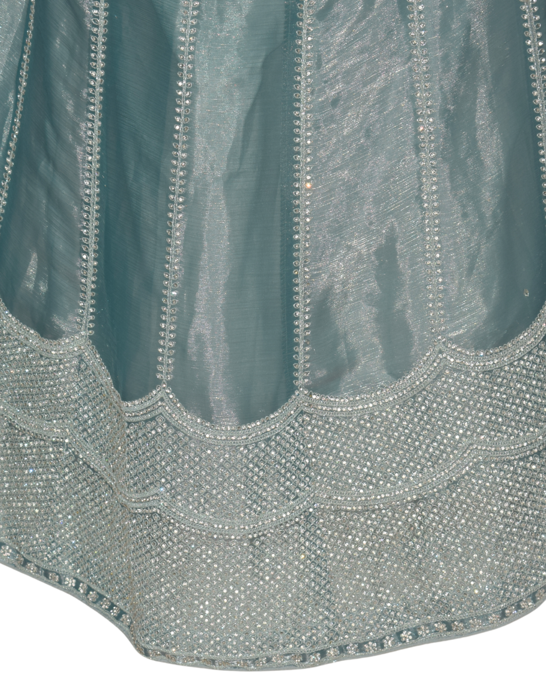 Deep Teal Silver Work Evening Lehenga