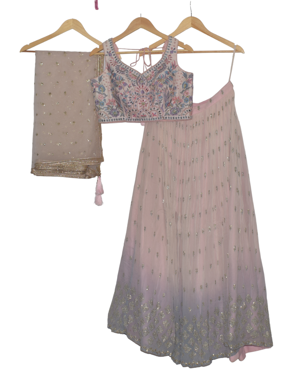 Pastel Ombre Lehenga with Floral Blouse