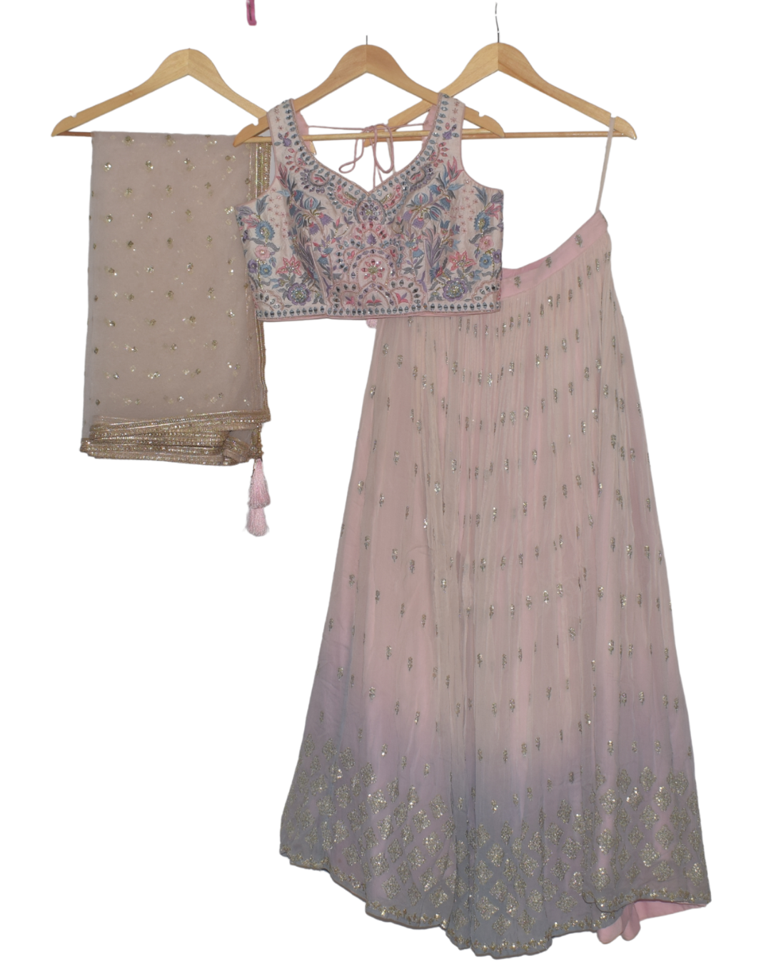 Pastel Ombre Lehenga with Floral Blouse