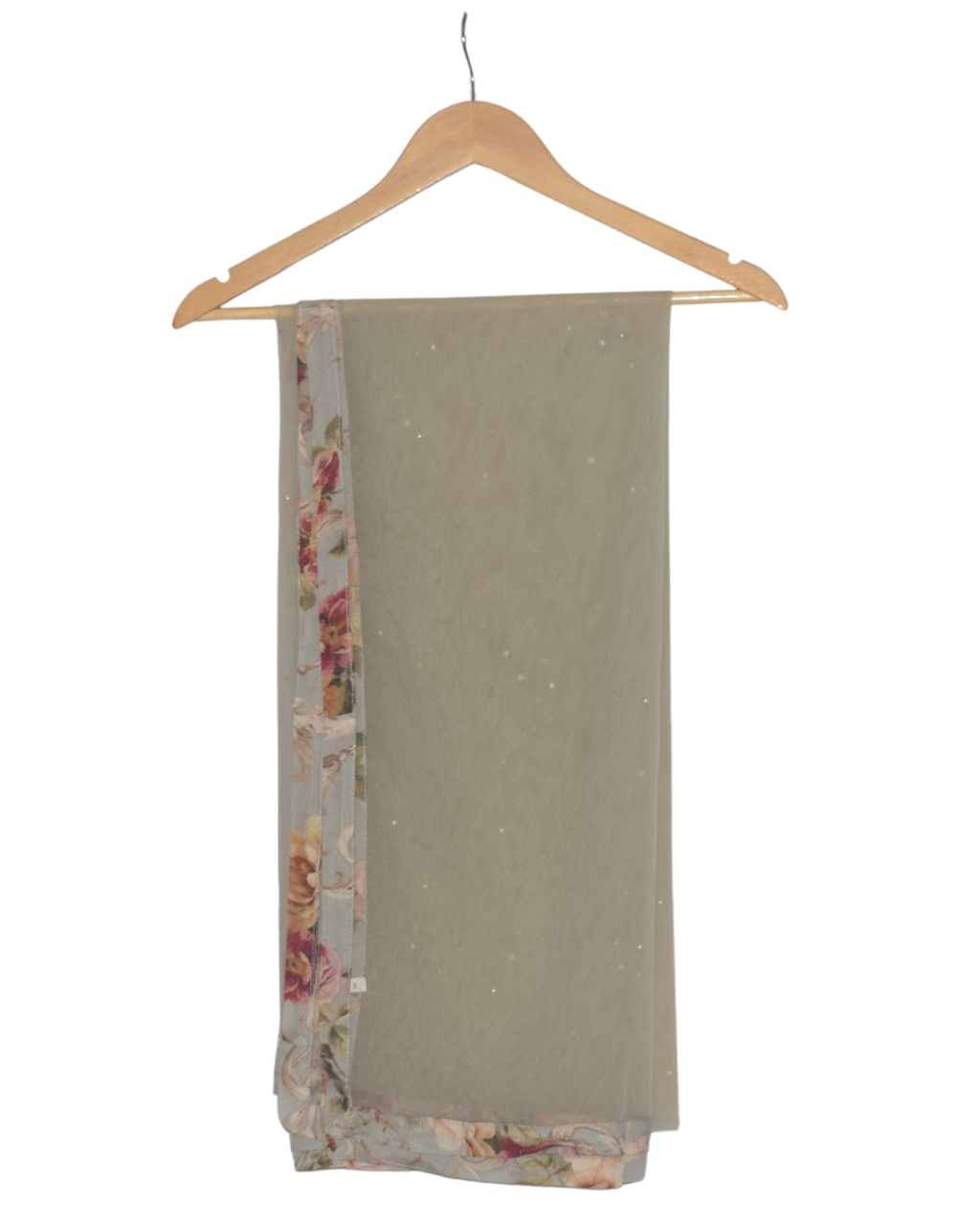 Gray Floral Print Crushed Lehenga Set