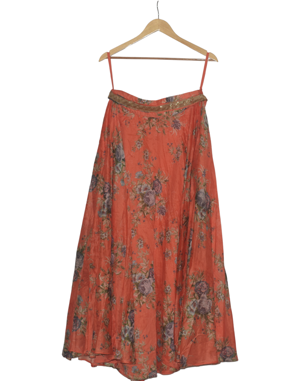 Mint & Orange Floral Print Lehenga Set with Jacket