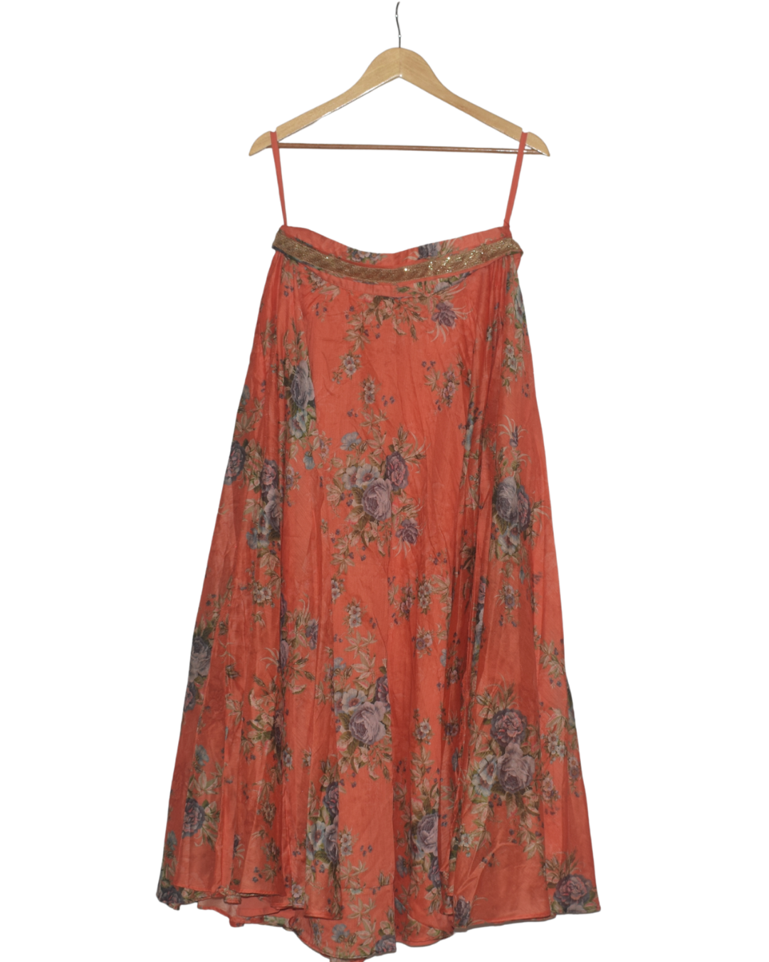 Mint & Orange Floral Print Lehenga Set with Jacket