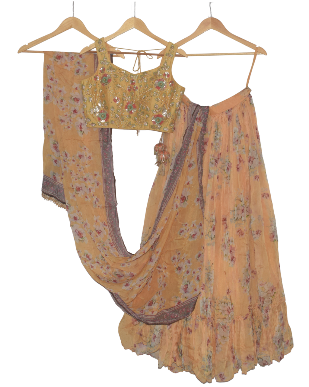 Sunny Yellow Floral Print Lehenga Set