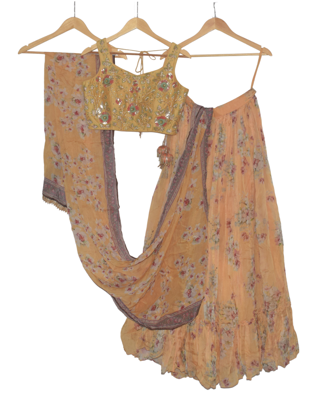 Sunny Yellow Floral Print Lehenga Set