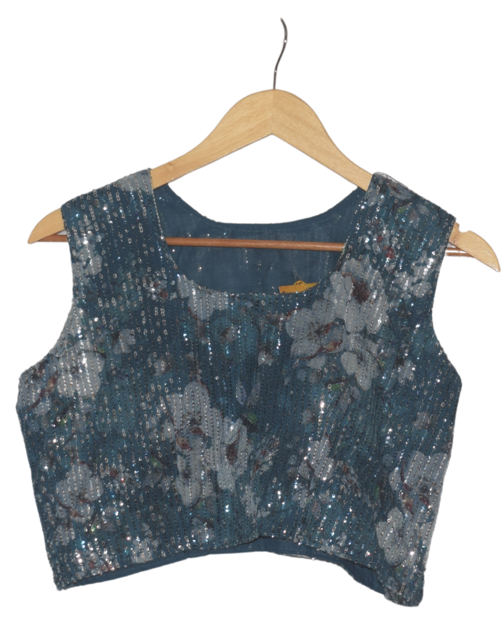 Teal Sequin Pre-Draped Saree