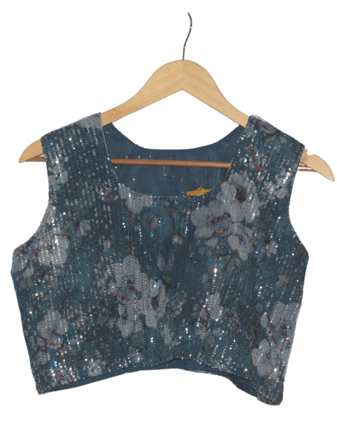 Teal Sequin Pre-Draped Saree