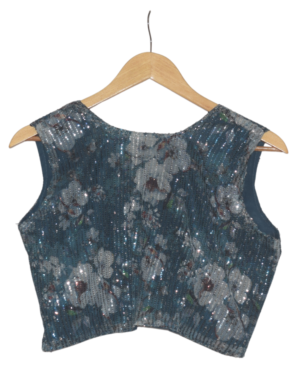 Teal Sequin Pre-Draped Saree