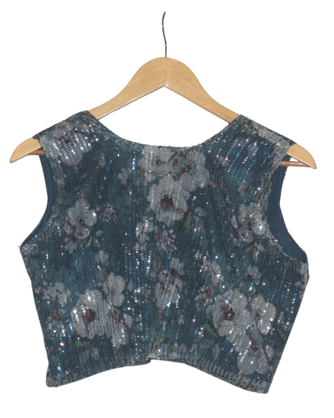 Teal Sequin Pre-Draped Saree