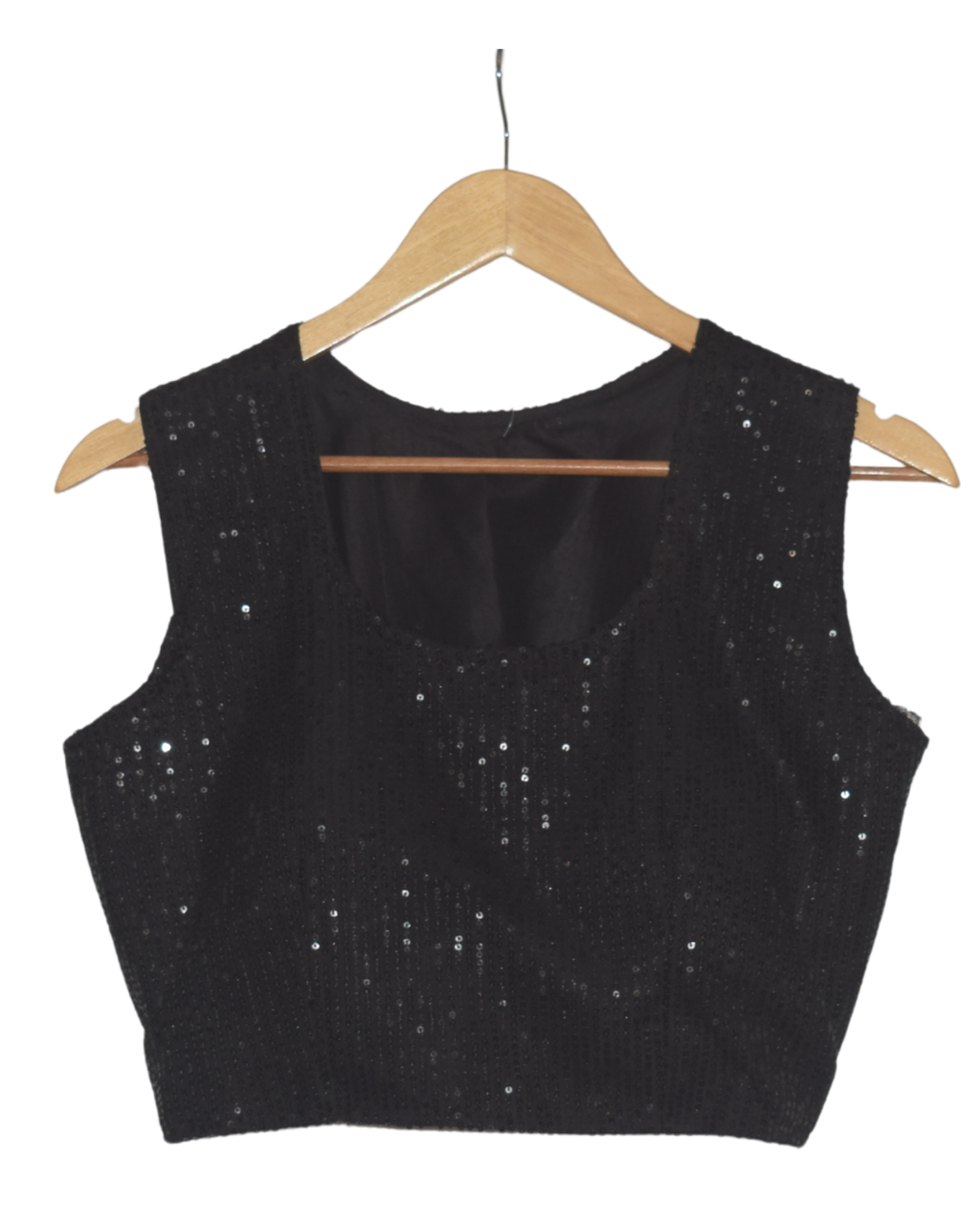 Black & Silver Sequin Pre-Draped Saree