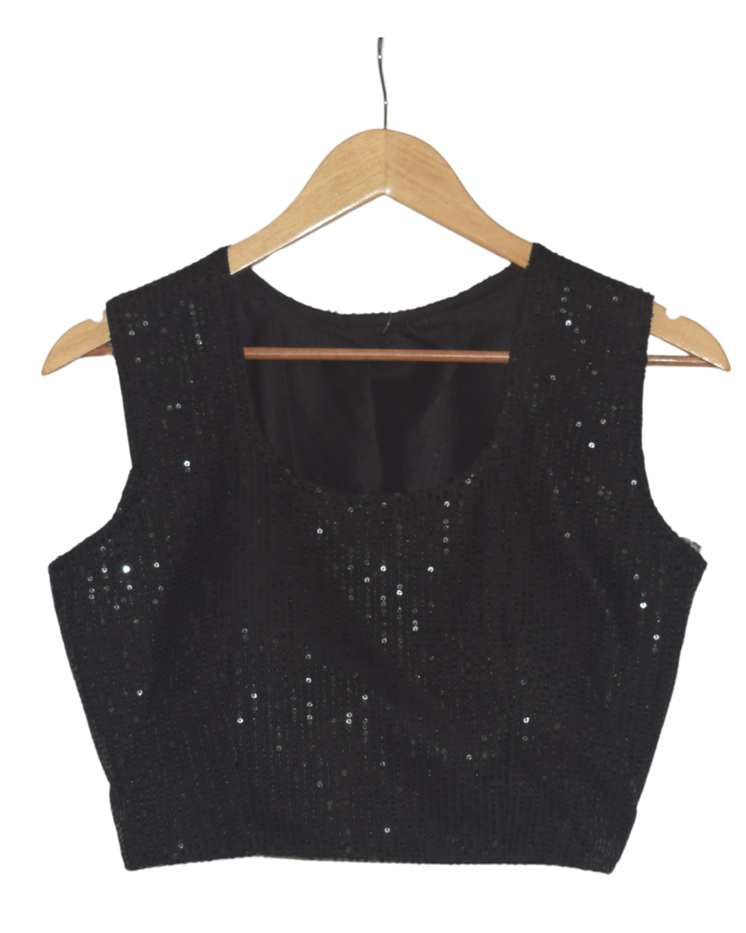 Black & Silver Sequin Pre-Draped Saree