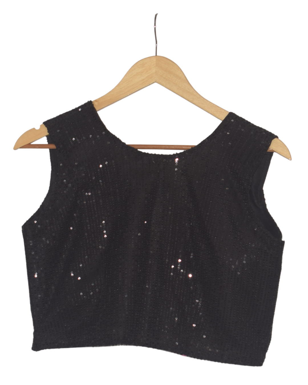 Black & Silver Sequin Pre-Draped Saree