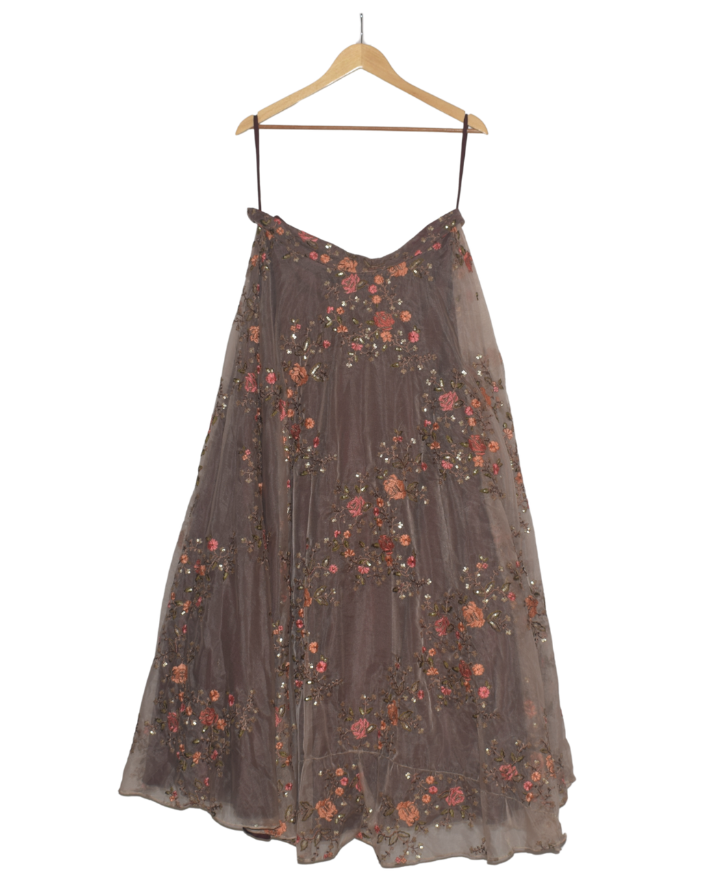 Maroon Velvet & Floral Lehenga Set