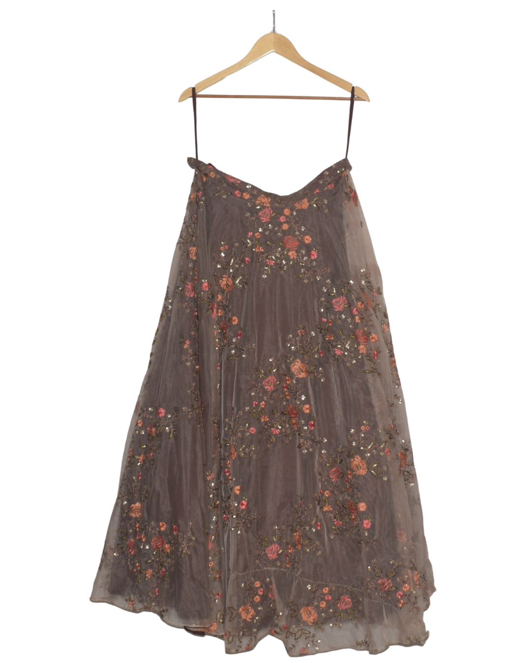 Maroon Velvet & Floral Lehenga Set