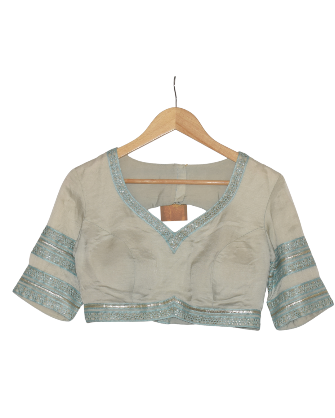 Light Blue and Cream Mirror Work Lehenga Set