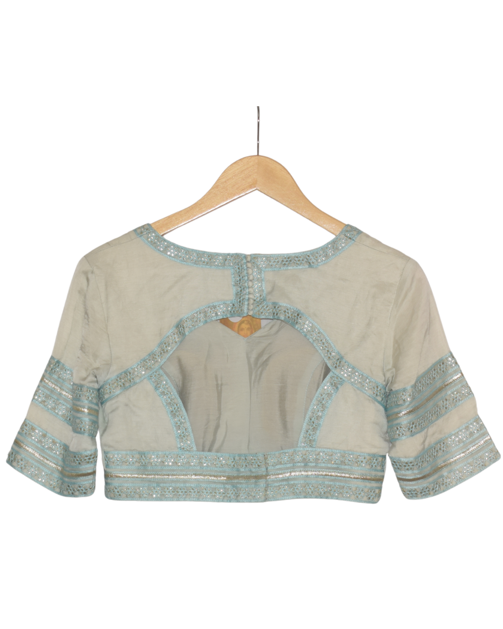 Light Blue and Cream Mirror Work Lehenga Set