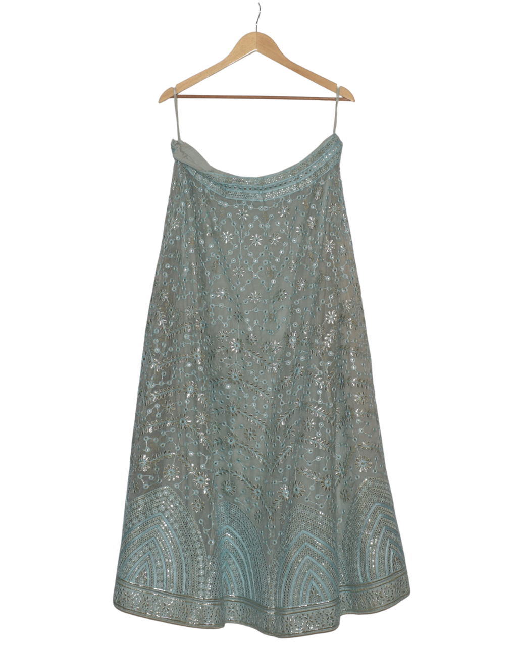 Light Blue and Cream Mirror Work Lehenga Set