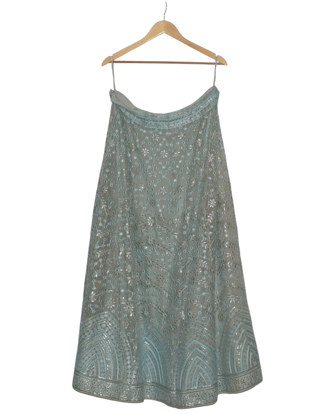 Light Blue and Cream Mirror Work Lehenga Set