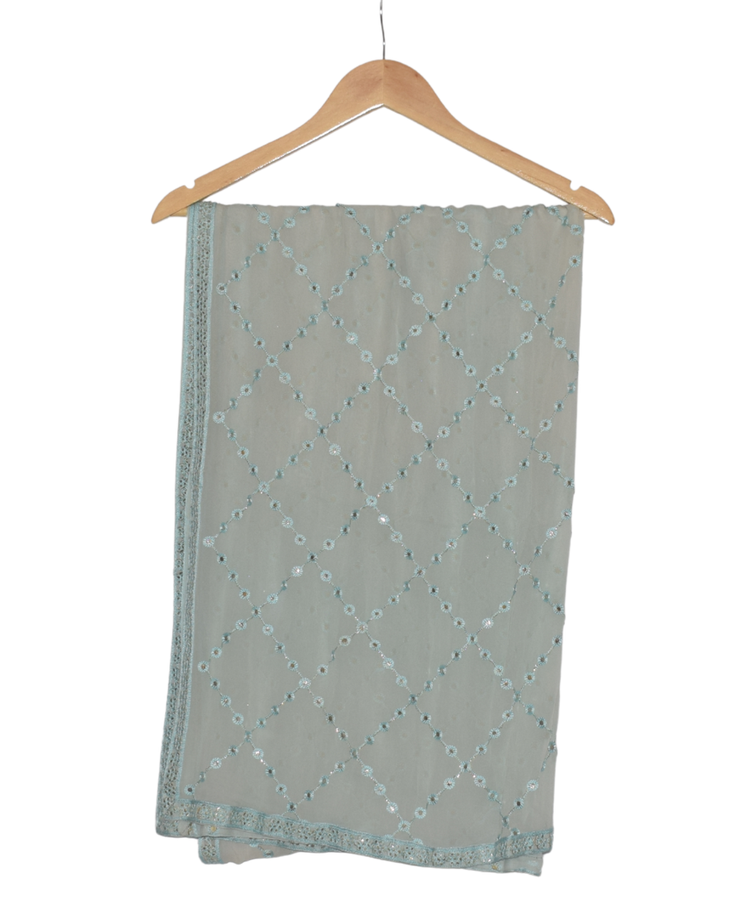 Light Blue and Cream Mirror Work Lehenga Set