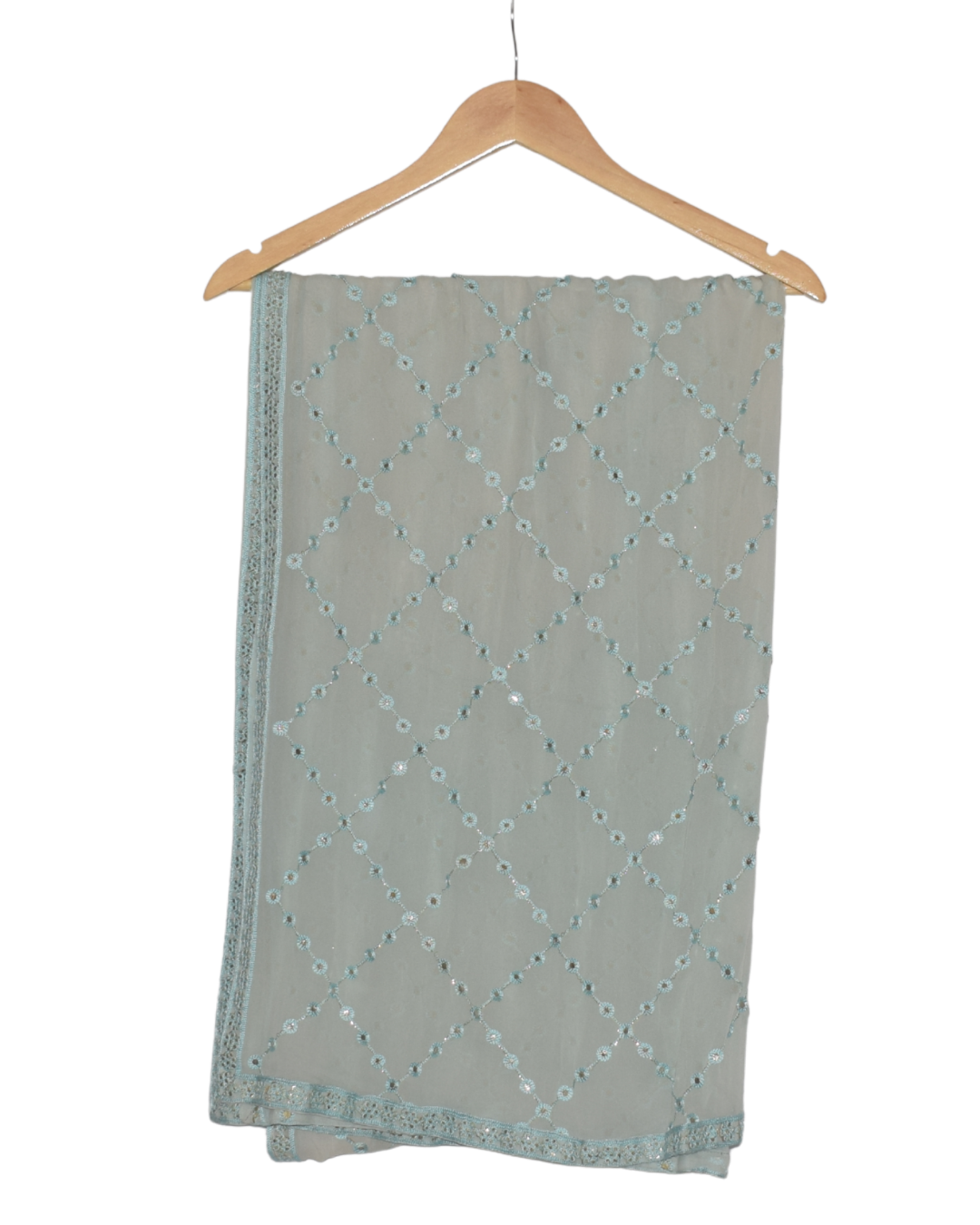 Light Blue and Cream Mirror Work Lehenga Set