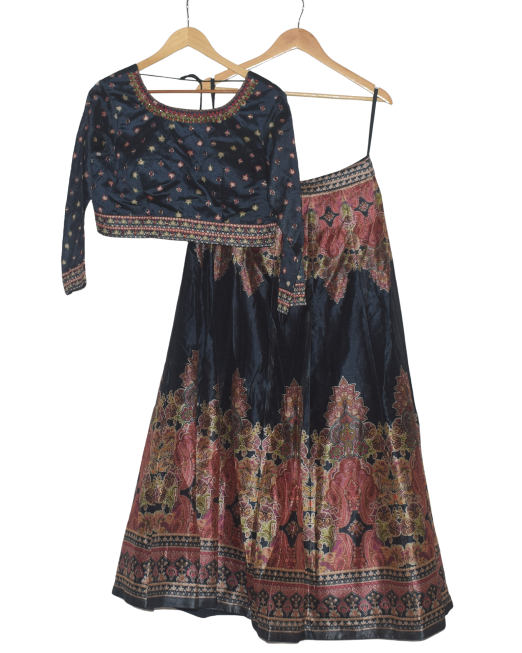 Navy Printed Lehenga Set