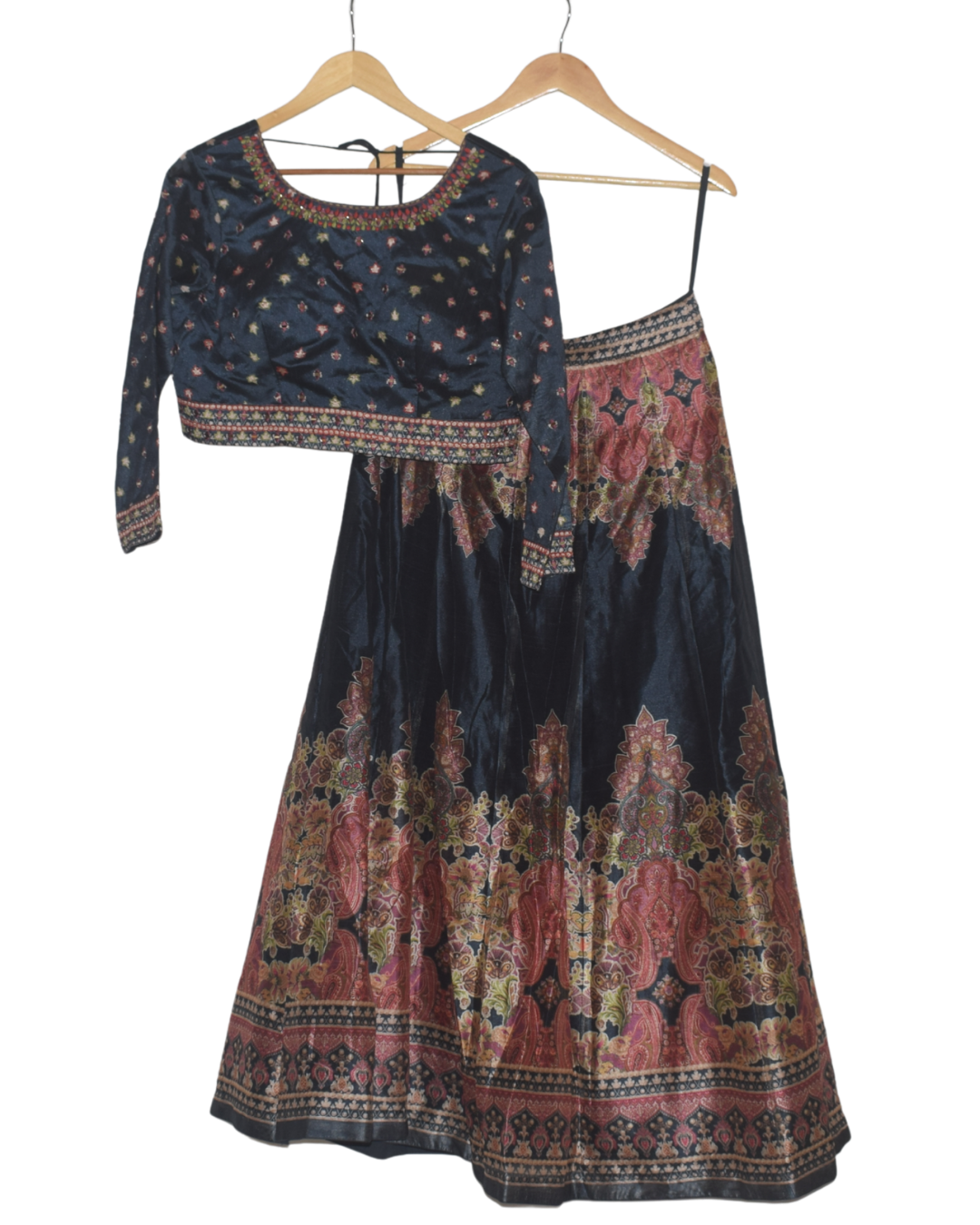 Navy Printed Lehenga Set