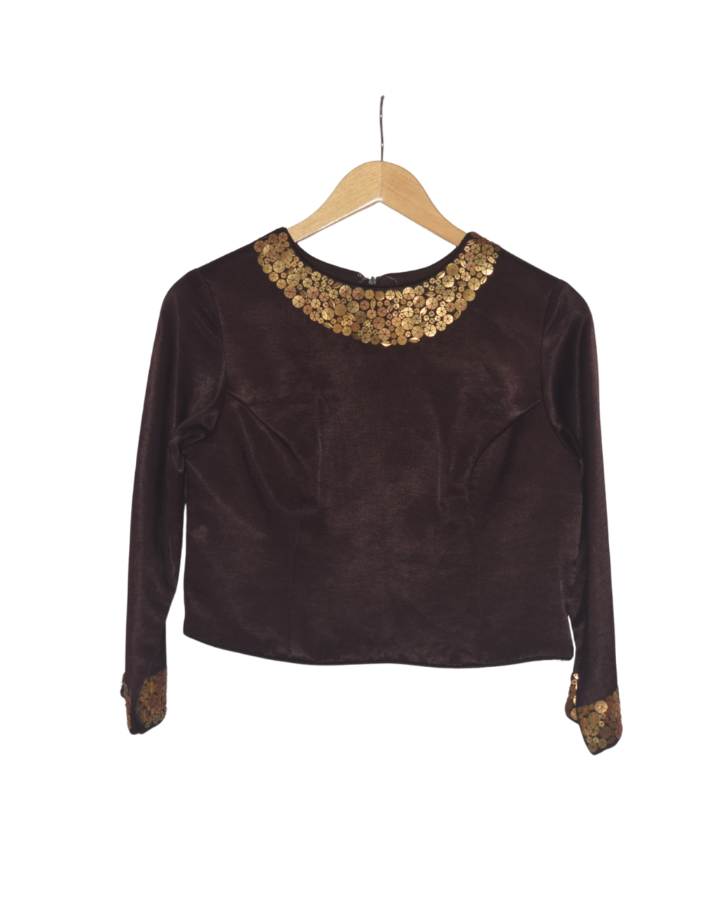 Rust & Brown Printed Lehenga Set with Embellished Blouse