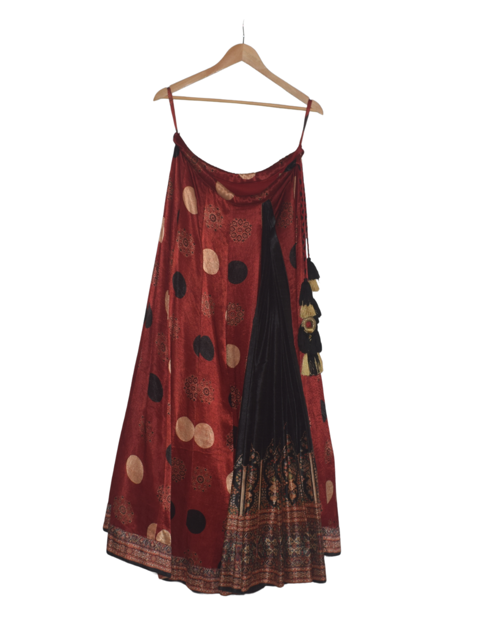 Red & Black Printed Lehenga Set