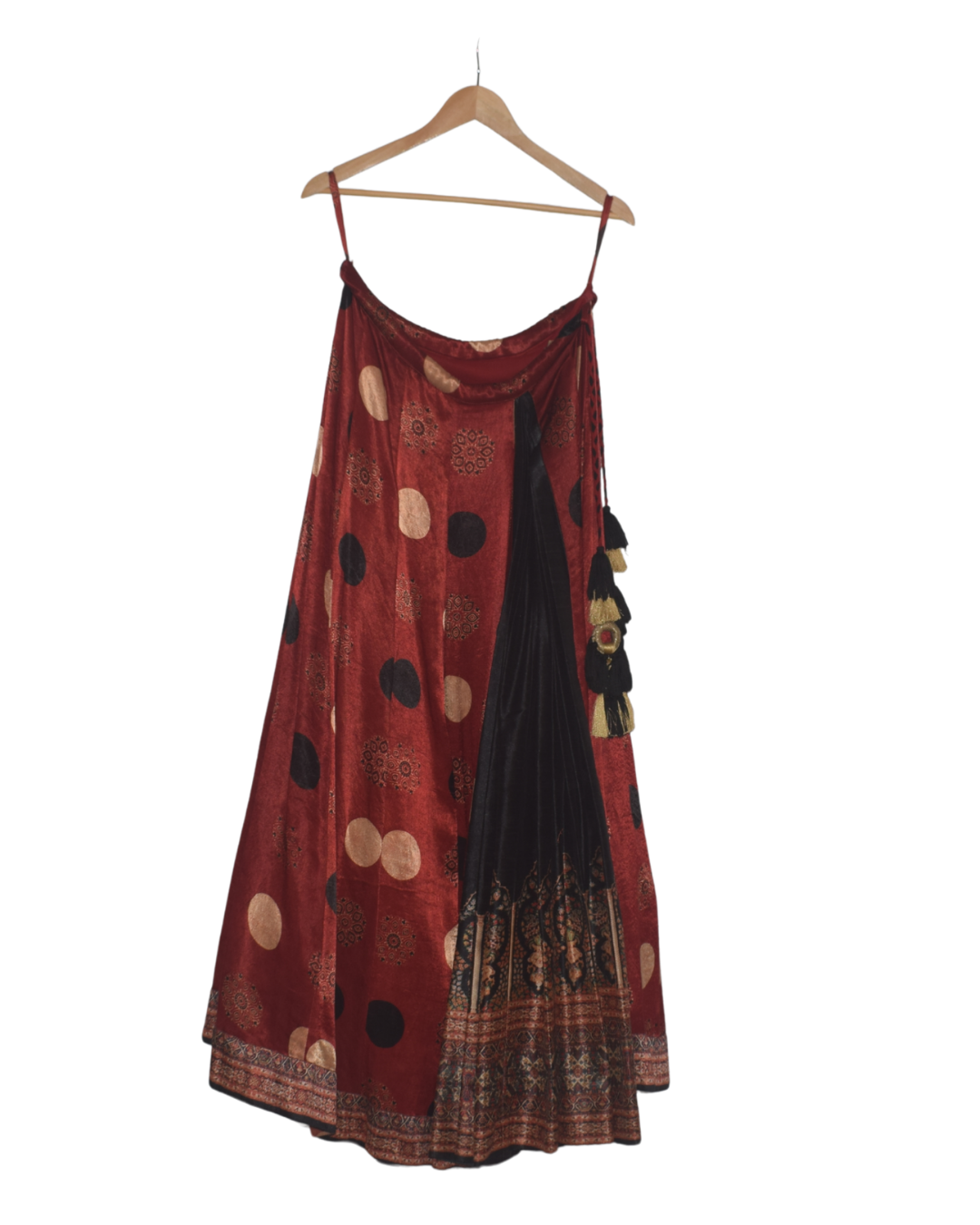 Red & Black Printed Lehenga Set