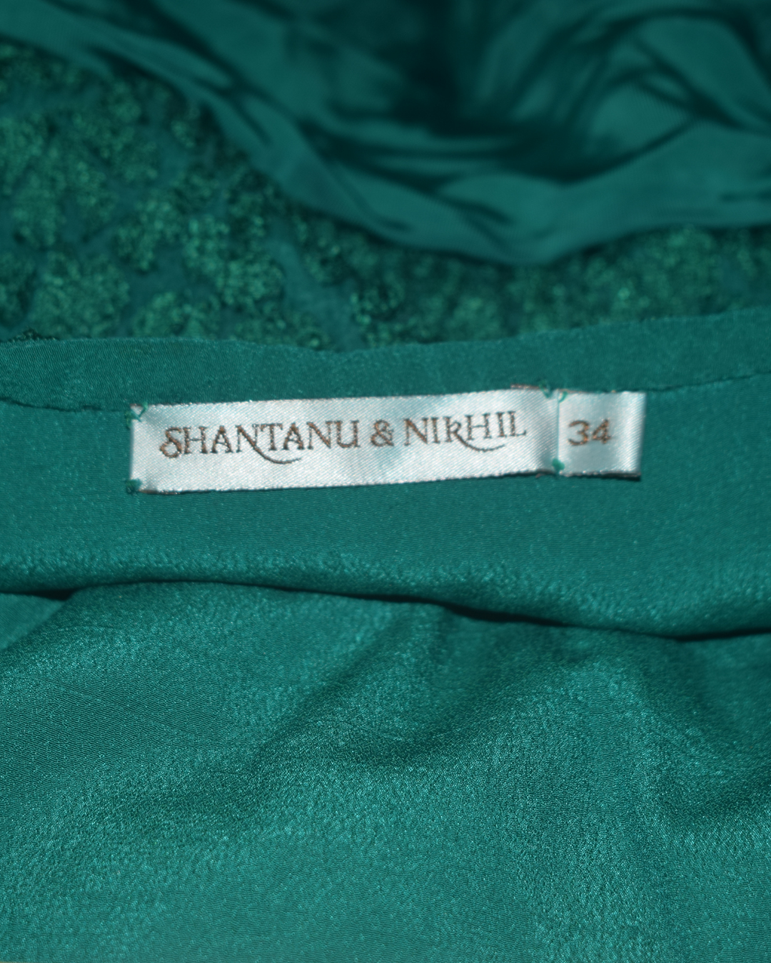 Shantanu & Nikhil Green Draped Gown