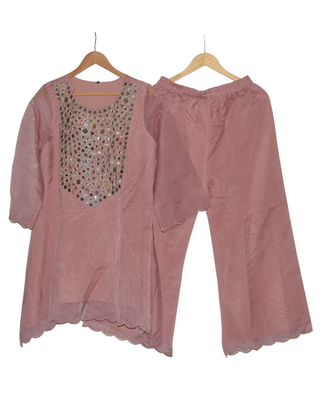 Mirror-Work Tunic and Flared Trouser Set
