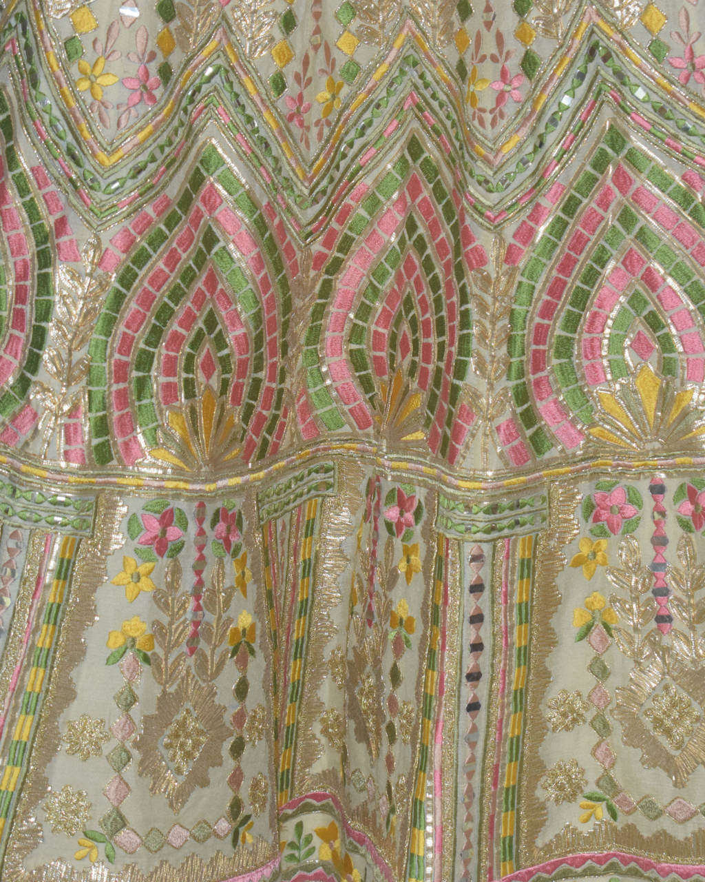 Pastel Embroidered Lehenga with Mirror & Thread Work