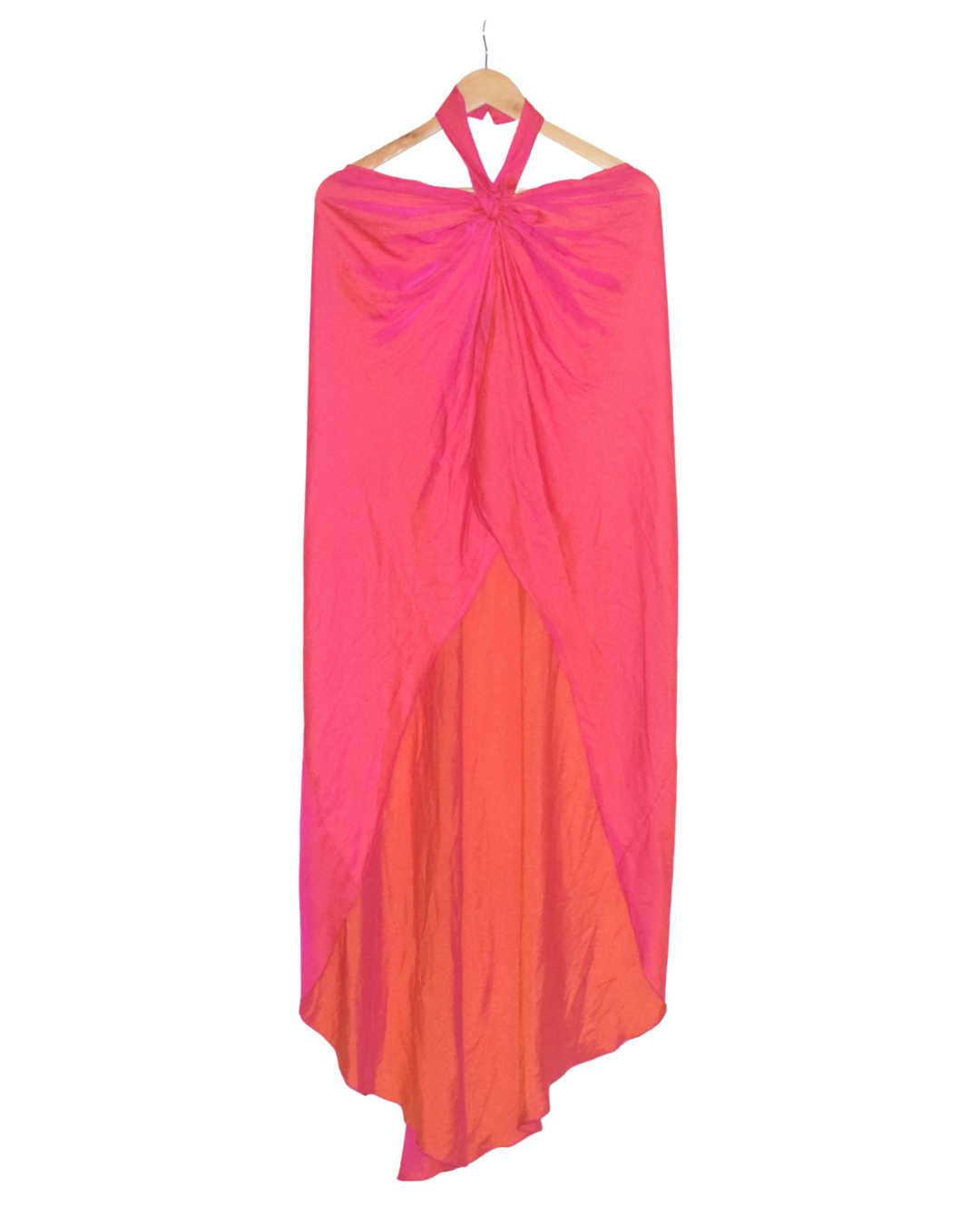 Pink & Orange Halter Kurta with Printed Pants Set