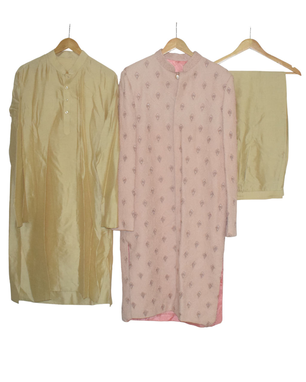 Pastel Pink Jacket with Gold Kurta Set