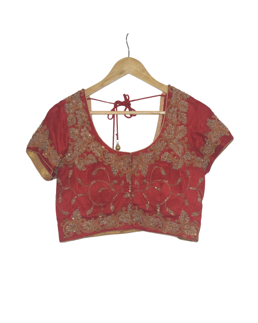 Vintage Red & Navy Embroidered Saree with Blouse