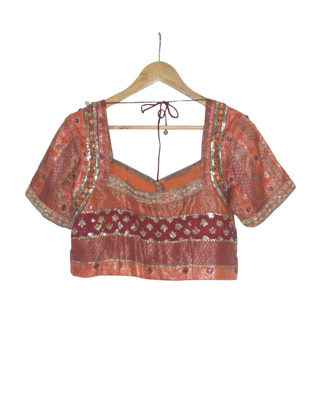 Vintage Maroon & Teal Saree with Embellished Blouse